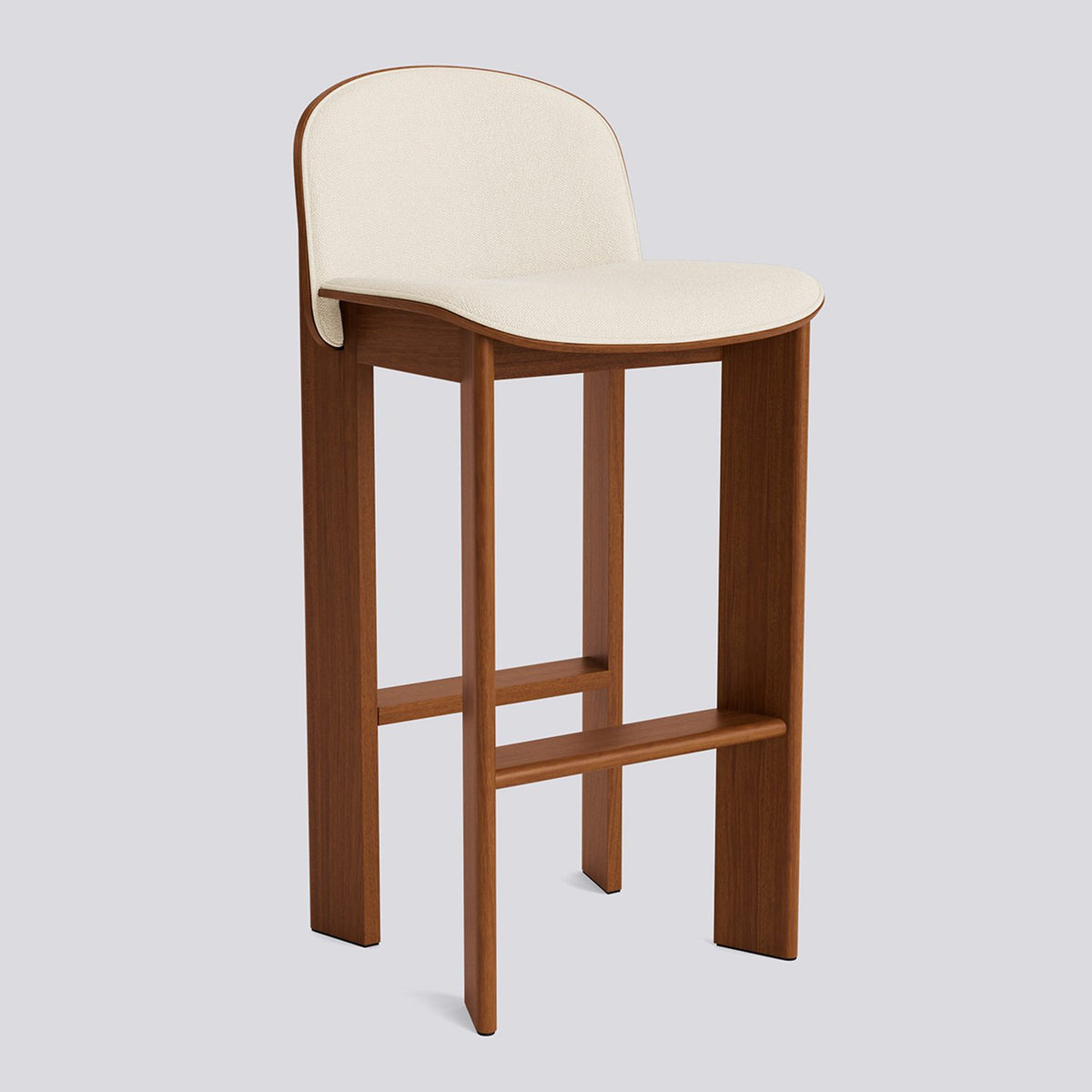 Chisel 35 med ryggstöd 75 cm Barpall lackerad valnötsfaner, Turf Cream