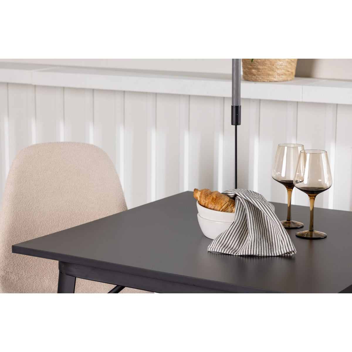 Tempe, Polar Rektangulär matgrupp Beige,Svart, Svart, 80 x 80