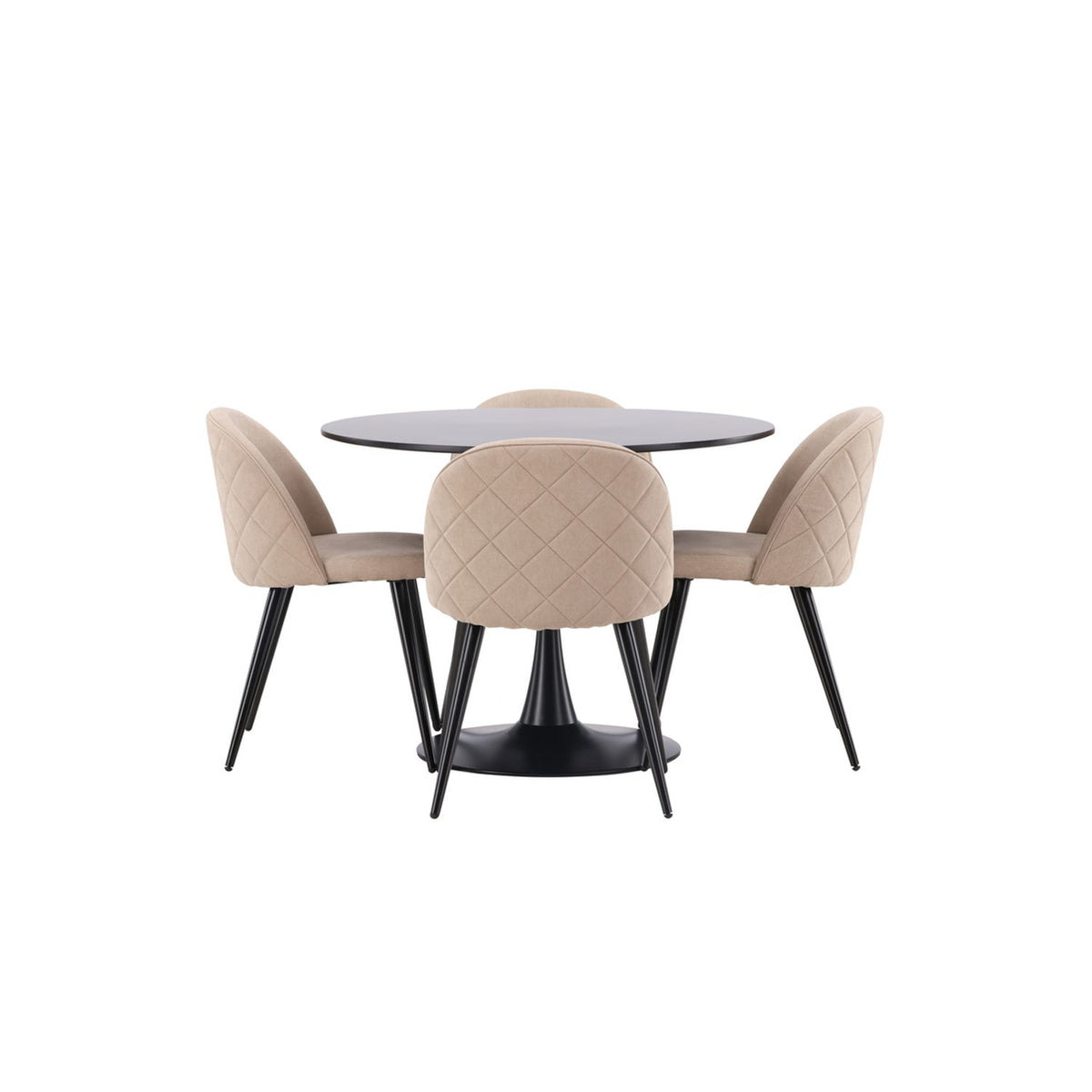 Glade, Velvet Rund matgrupp Beige, Svart, Svart, ⌀100