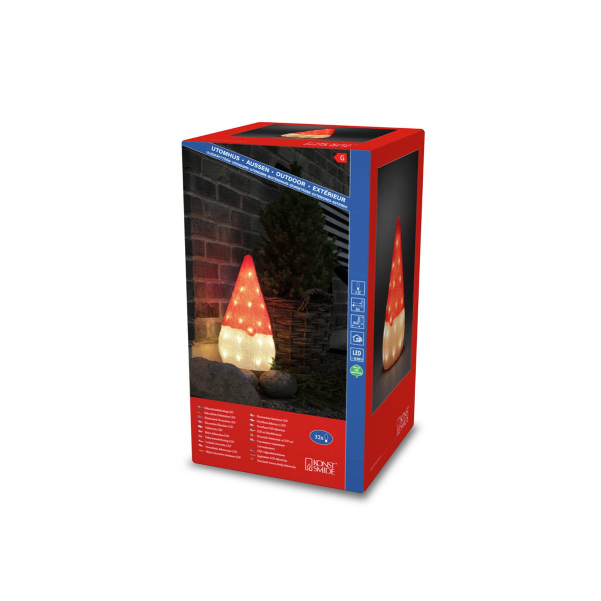 Tomte akryl 37cm 32 Led Ljusdekoration Ute