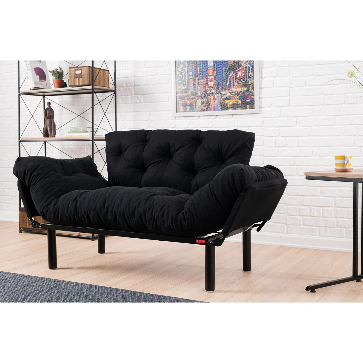 Helsingfors (155 x 85 x 70 cm) 2-sits bäddsoffa Svart