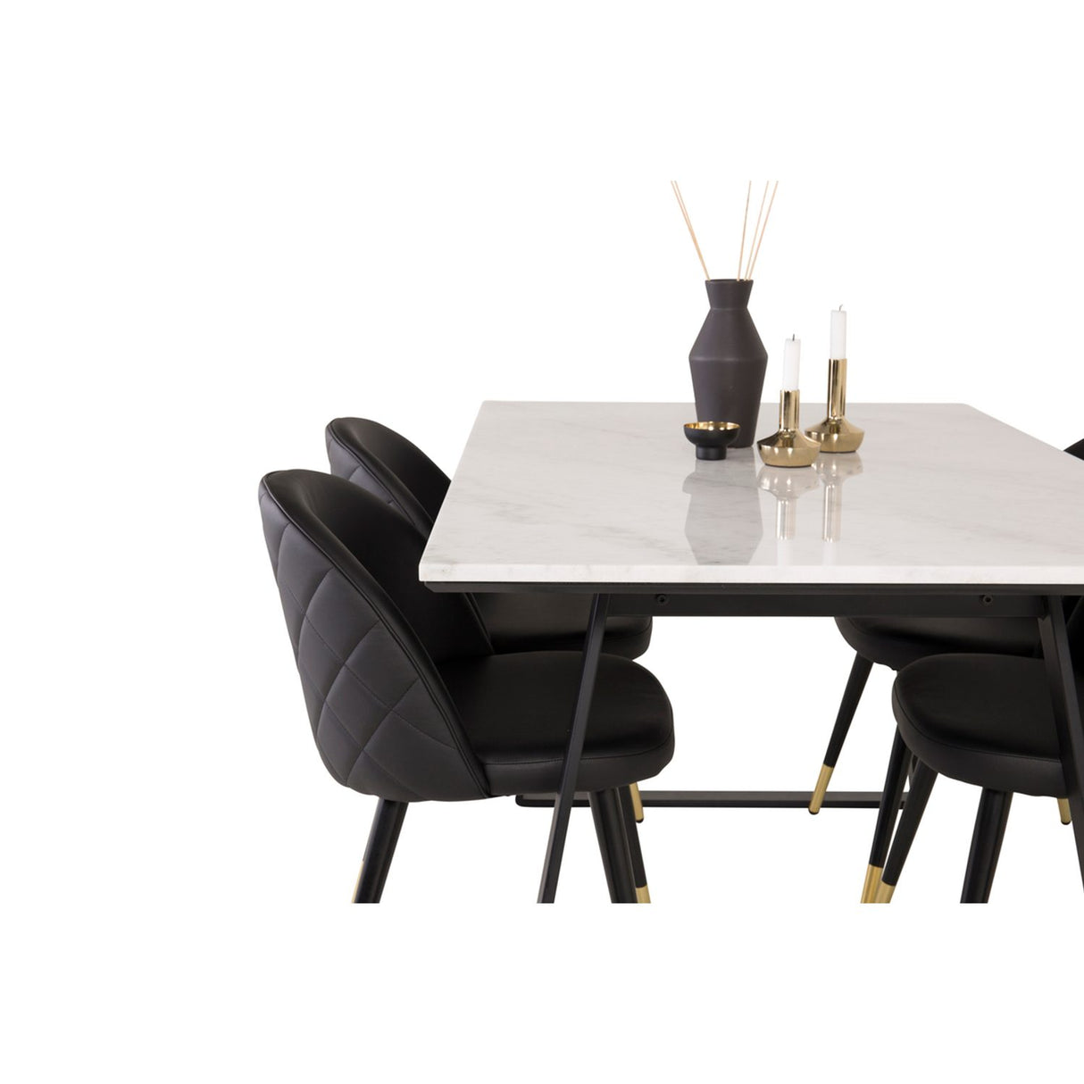 Estelle, Velvet Rektangulär matgrupp Svart, Guld, Svart,Vitt, 140 x 90