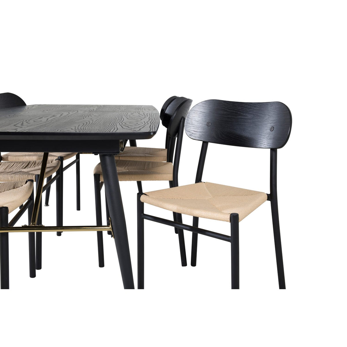 Gold, Polly Rektangulär matgrupp Svart,natur, Svart, 180 x 85
