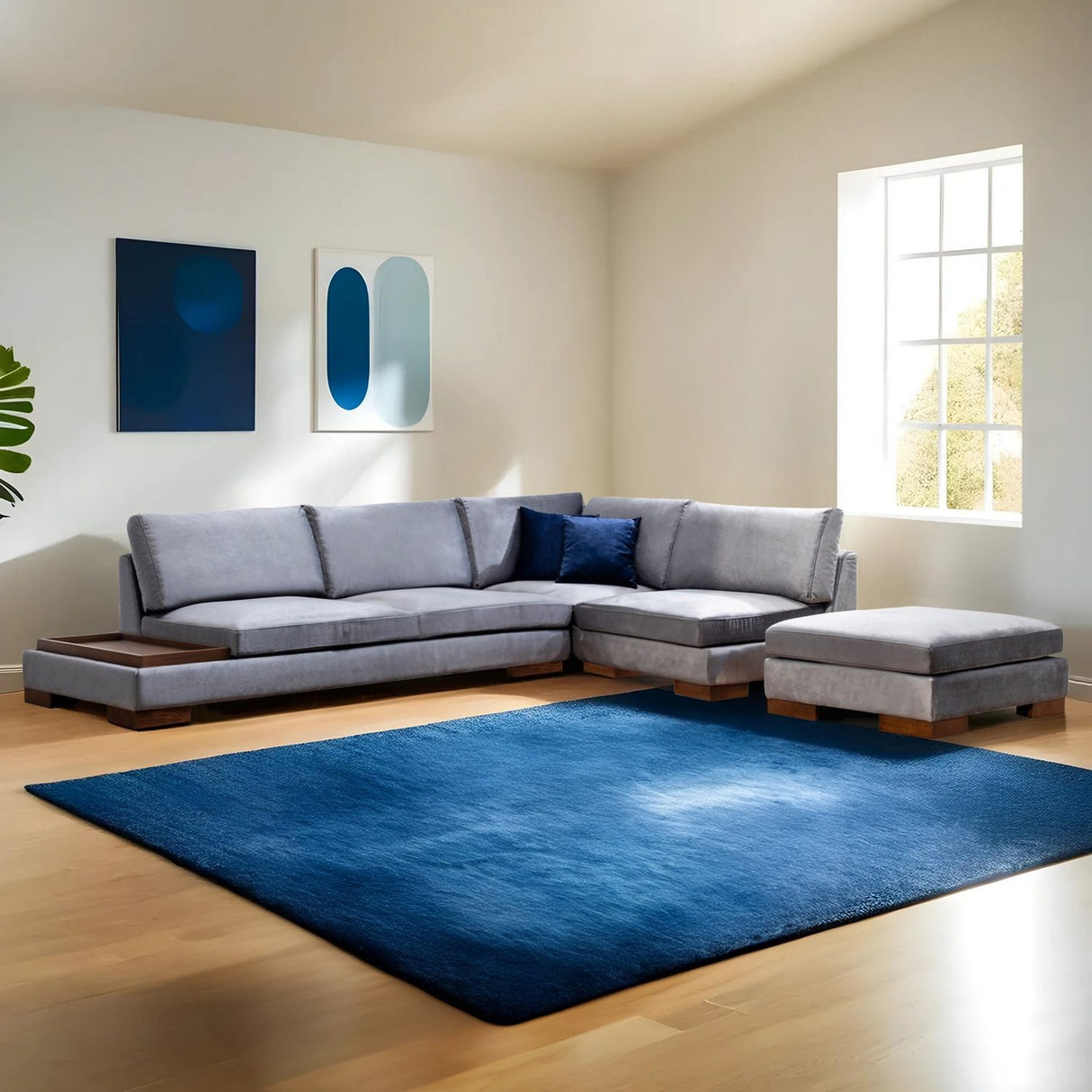 Reykjavik hörn med puff (313-193 x 97 x 80 cm) Hörnsoffa Mörkgrå