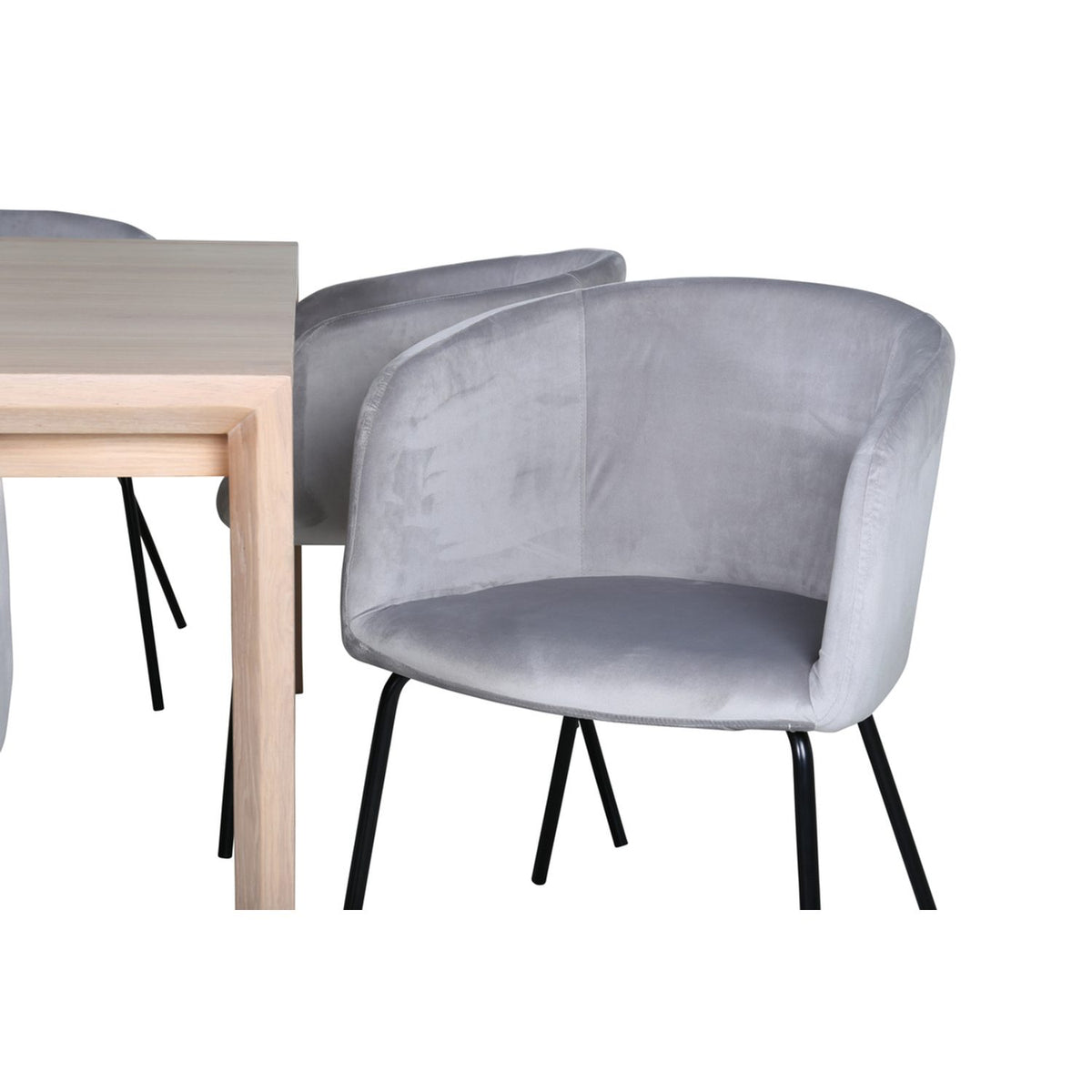 Slider, Berit Rektangulär matgrupp Svart,Grå, Vitlaserad, 170 x 95