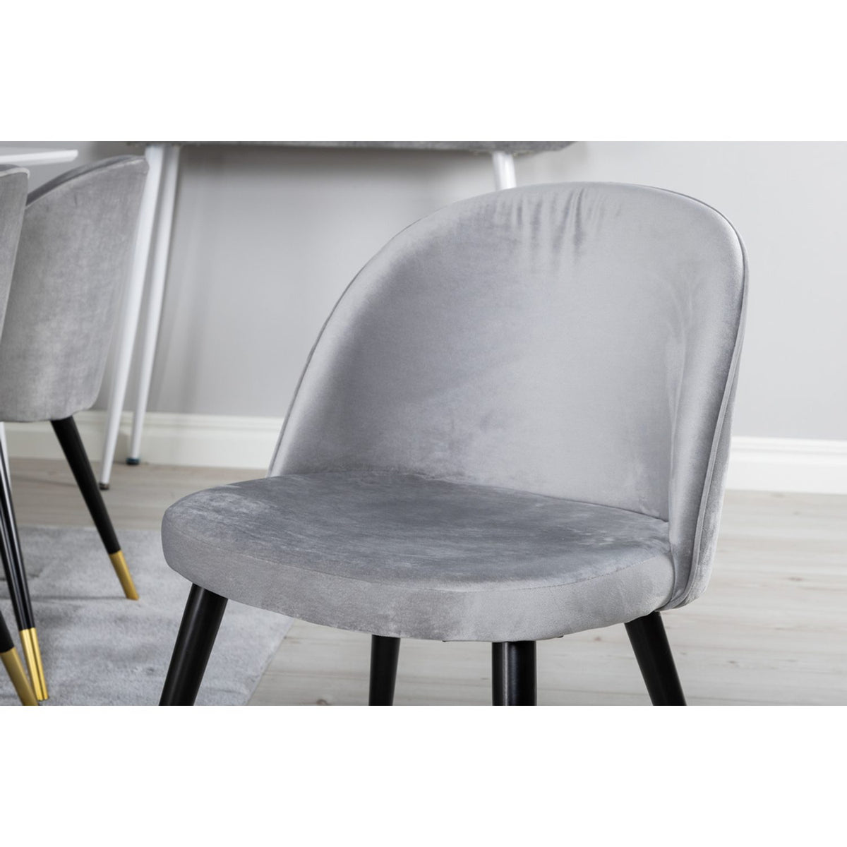 Polar, Velvet Rektangulär matgrupp Svart,Guld,Grå, Vit, 180 x 90
