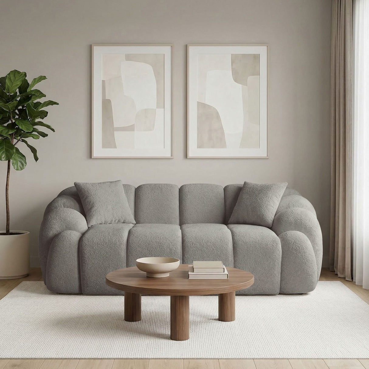 Octavio (199 x 70 x 80 cm) 2-sitssoffa Grå