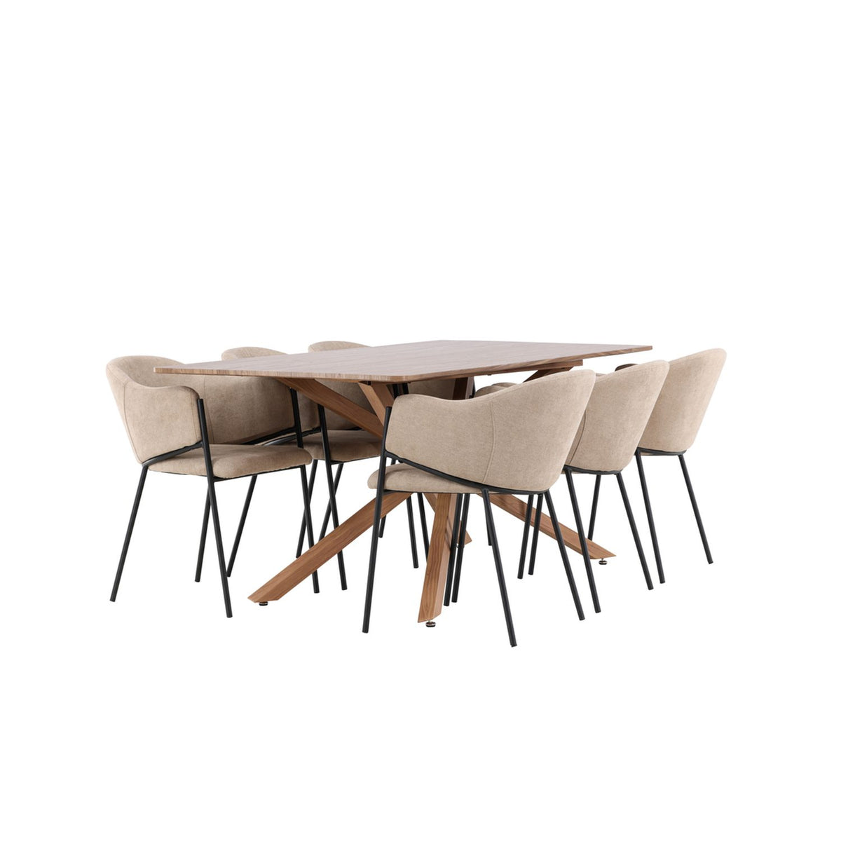 Piazza, Evelina Rektangulär matgrupp Beige,Svart, Mocca, 180 x 90