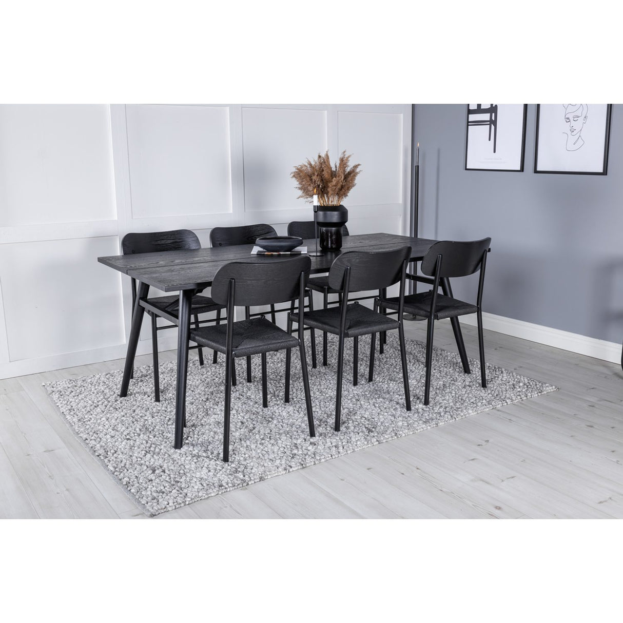 Sleek, Polly Rektangulär matgrupp Svart, Svart, 195 x 95