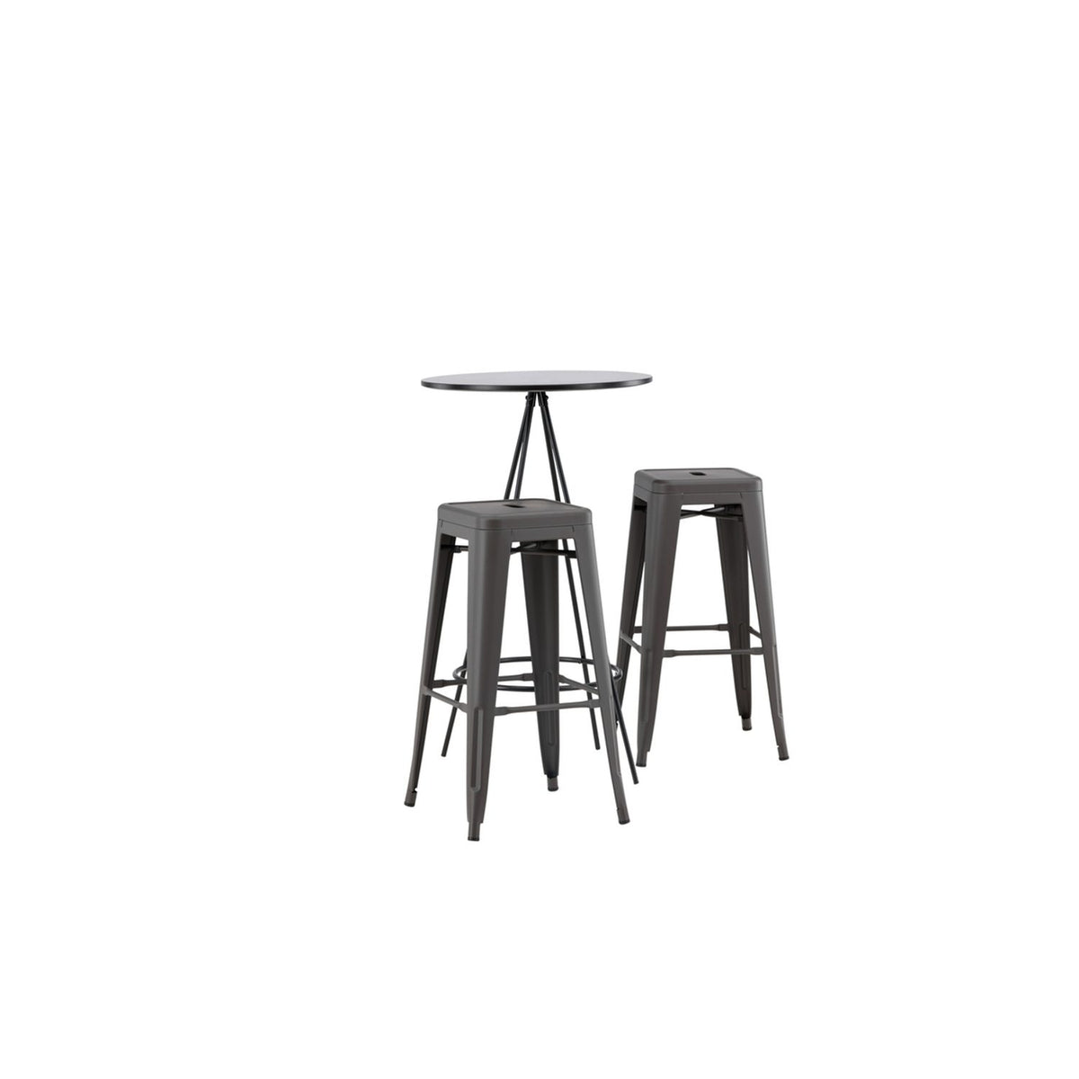 Bistro, Tempe Rund matgrupp Mörkgrå, Svart, ⌀60