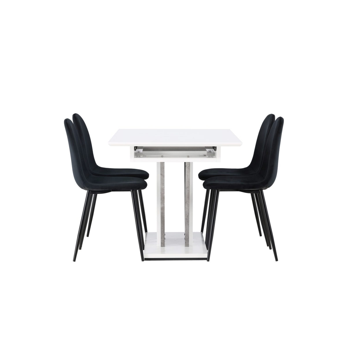 Disa, Polar Rektangulär matgrupp Svart, Grå,Vit, 120 x 80