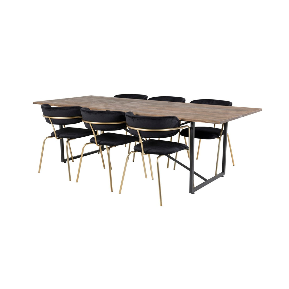 Padang, Arrow Rektangulär matgrupp Svart,Guld, Svart,Natur, 250 x 100