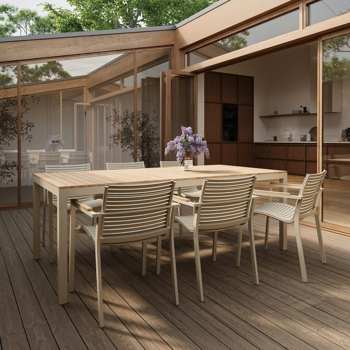 Mood Extreme bord 208x100 cm Sandy Grey/Teak