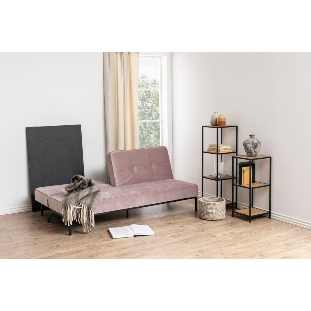 Perugia Bäddsoffa 87x198x95 cm Vic tyg Puderrosa