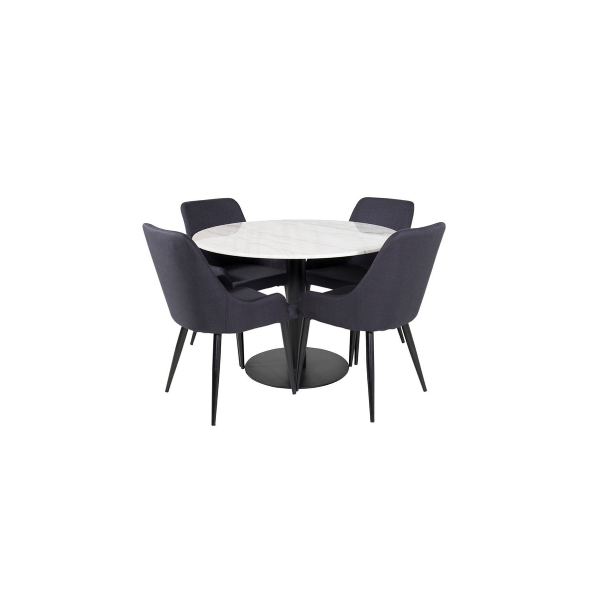 Estelle, Plaza Rund matgrupp Svart, Vit, 4st