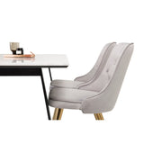 Estelle, Velvet Deluxe Rektangulär matgrupp Guld, Svart,Vit, 140 x 90