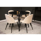 Plaza, Sammet Rund matgrupp Beige, Svart, 4st