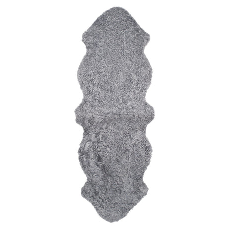 Curly Dubbel Fårskinn Fäll Charcoal Grey Silver