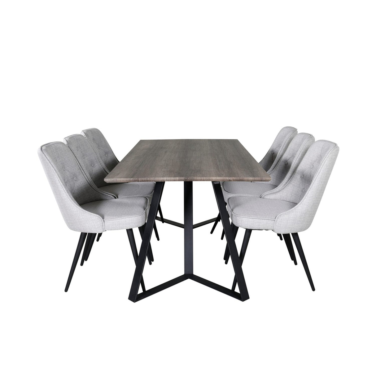 Marina, Velvet Deluxe Rektangulär matgrupp Svart,Ljusgrå, Svart,Grå, 180 x 90