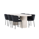Narvik, Edina Oval matgrupp Svart, Beige, 200 x 100