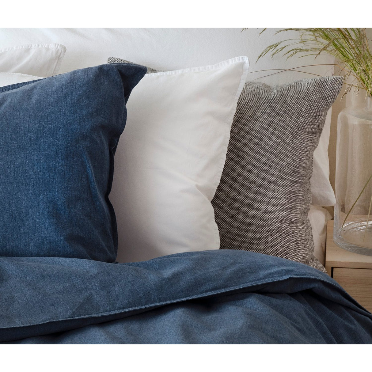 2-Dels Set Washed Påslakanset Enkelsäng Marinblå