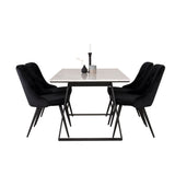 Estelle, Velvet Deluxe Rektangulär matgrupp Svart, Svart,Vitt, 140 x 90