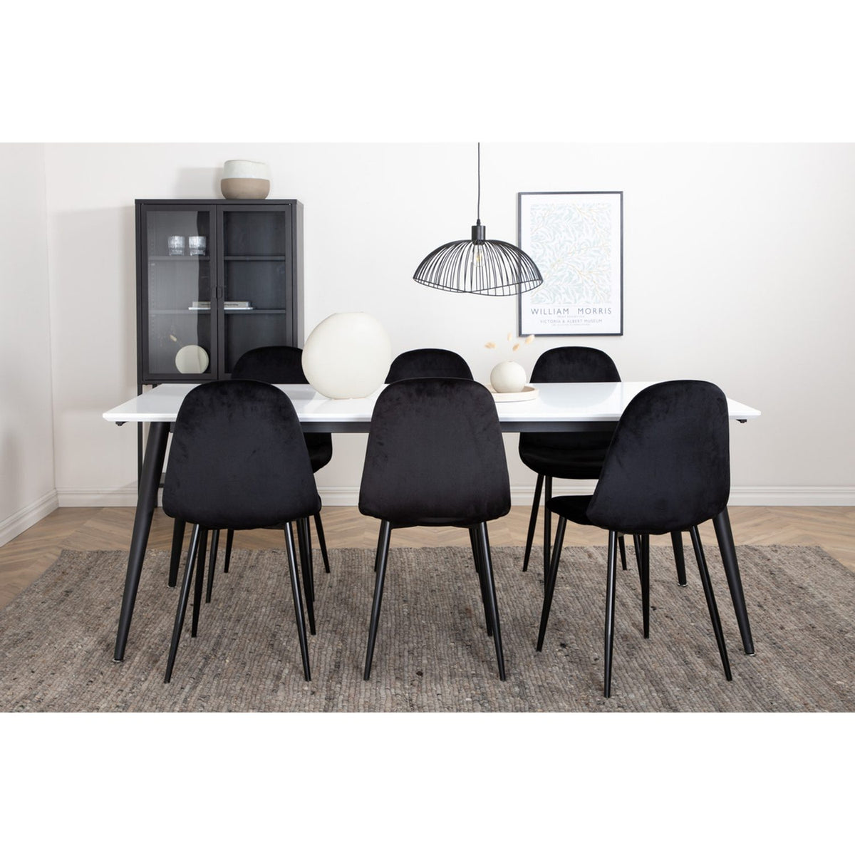 Jimmy, Polar Rektangulär matgrupp Svart, Svart, vit, 195 x 90