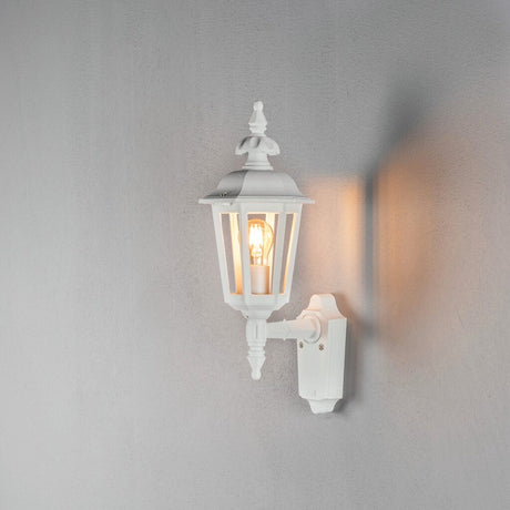 Pallas E27 Liten Vägglampa Ute Upp, Mattvit