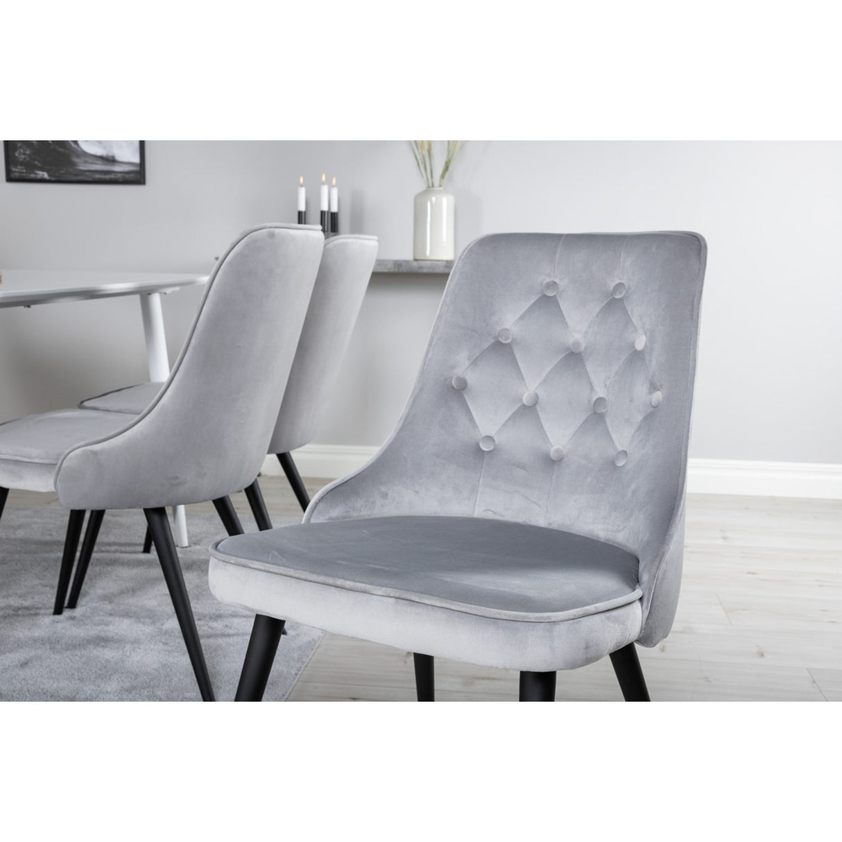 Polar, Velvet Deluxe Rektangulär matgrupp Svart,Ljusgrå, Vit, 180 x 90