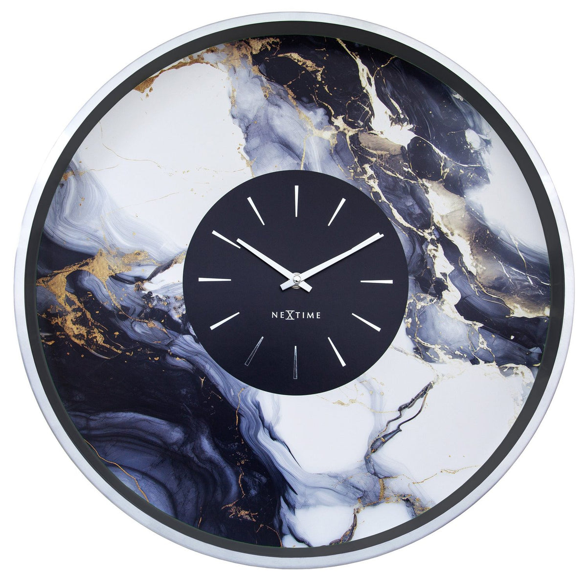 Marble duo 48 cm /vit Väggklocka Silver