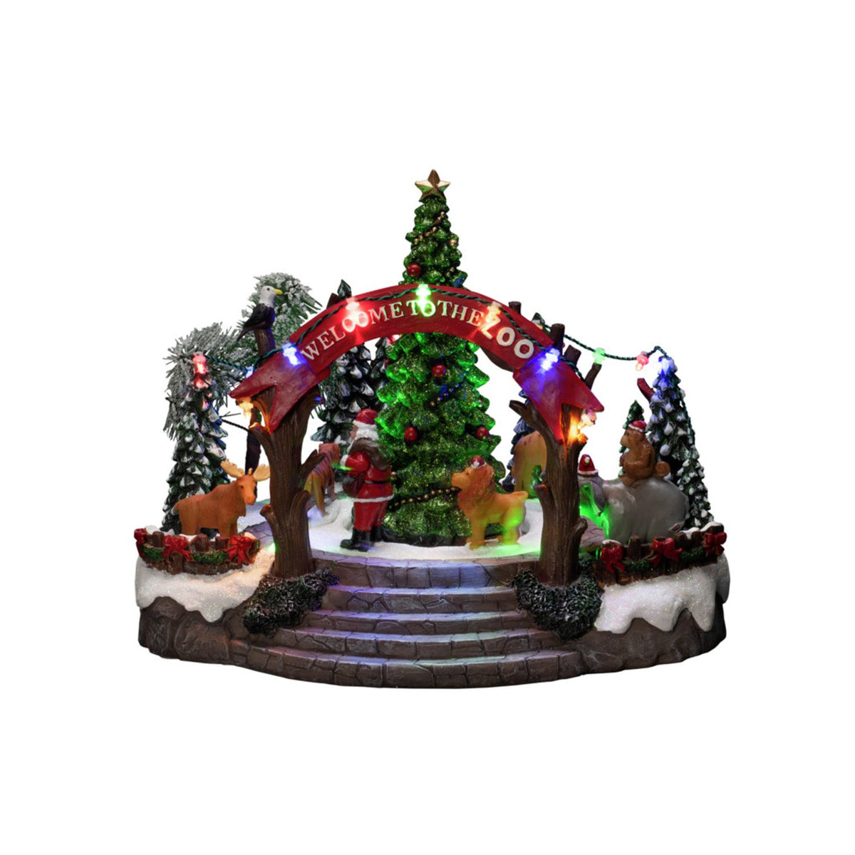Siluett Julmotiv Zoo 19 varmvita LED musik Stående Ljusdekoration Inne