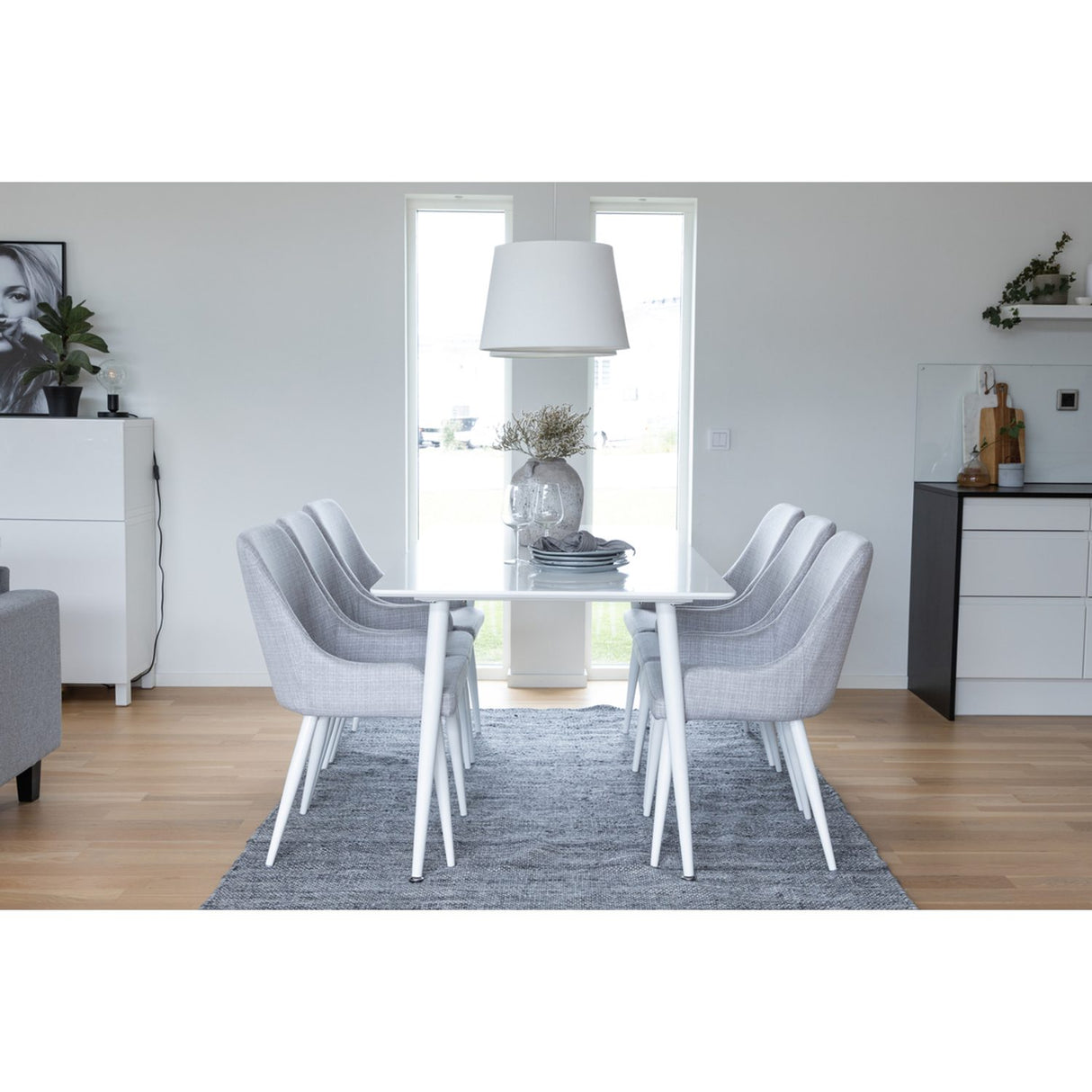 Polar, Plaza Rektangulär matgrupp Grå,Vit, Vit, 180 x 90