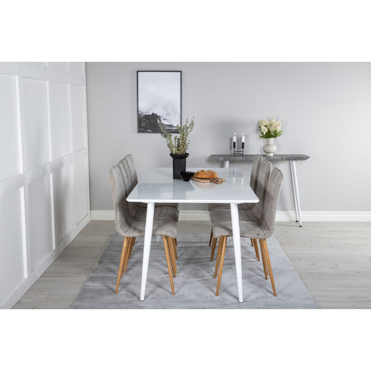 Polar, Windu Rektangulär matgrupp Beige,Natur, Vit, 180 x 90