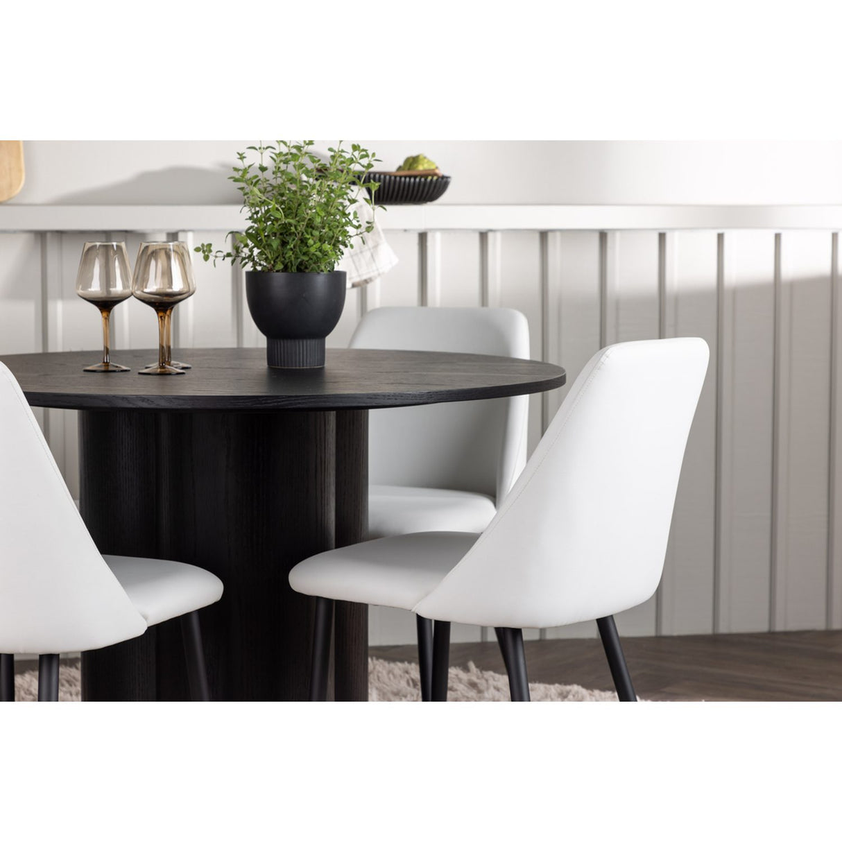 Olivia, Night Rund matgrupp Svart,Vit, Svart, ⌀110