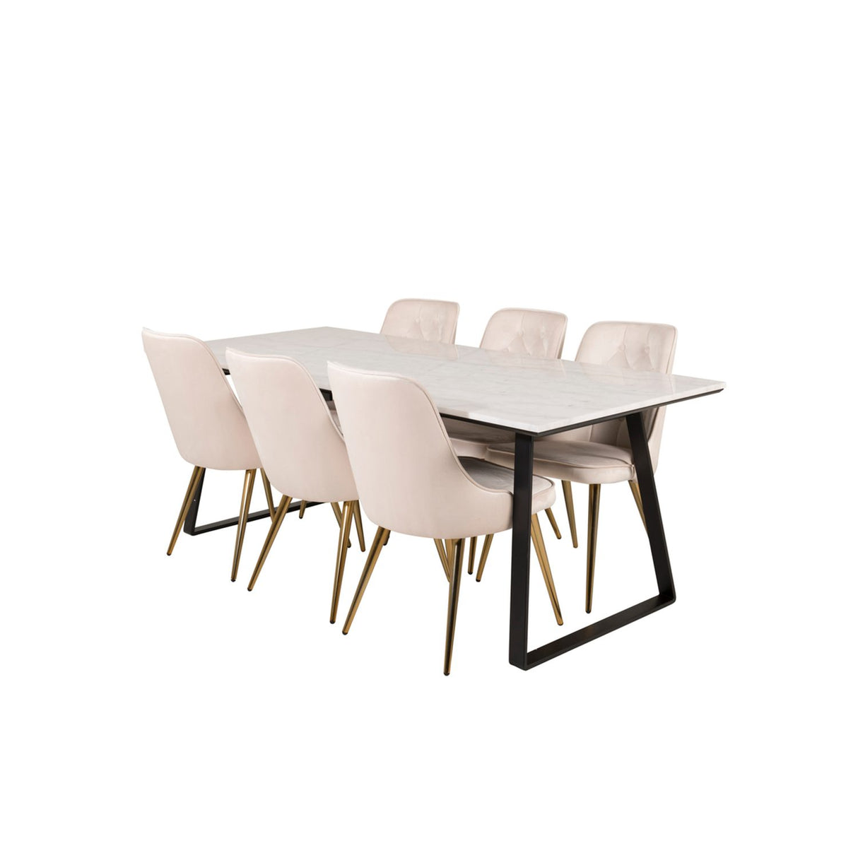 Estelle, Velvet Deluxe Rektangulär matgrupp Beige