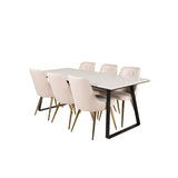 Estelle, Velvet Deluxe Rektangulär matgrupp Beige