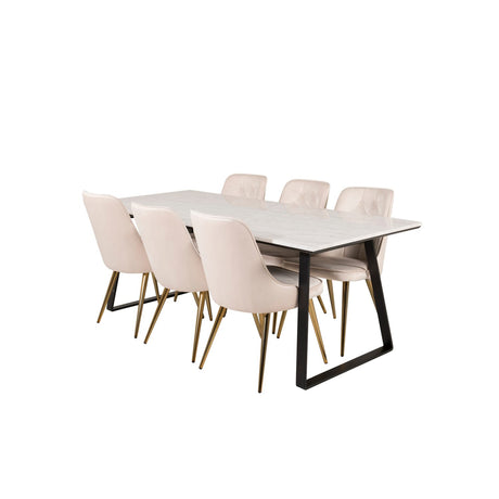 Estelle, Velvet Deluxe Rektangulär matgrupp Beige