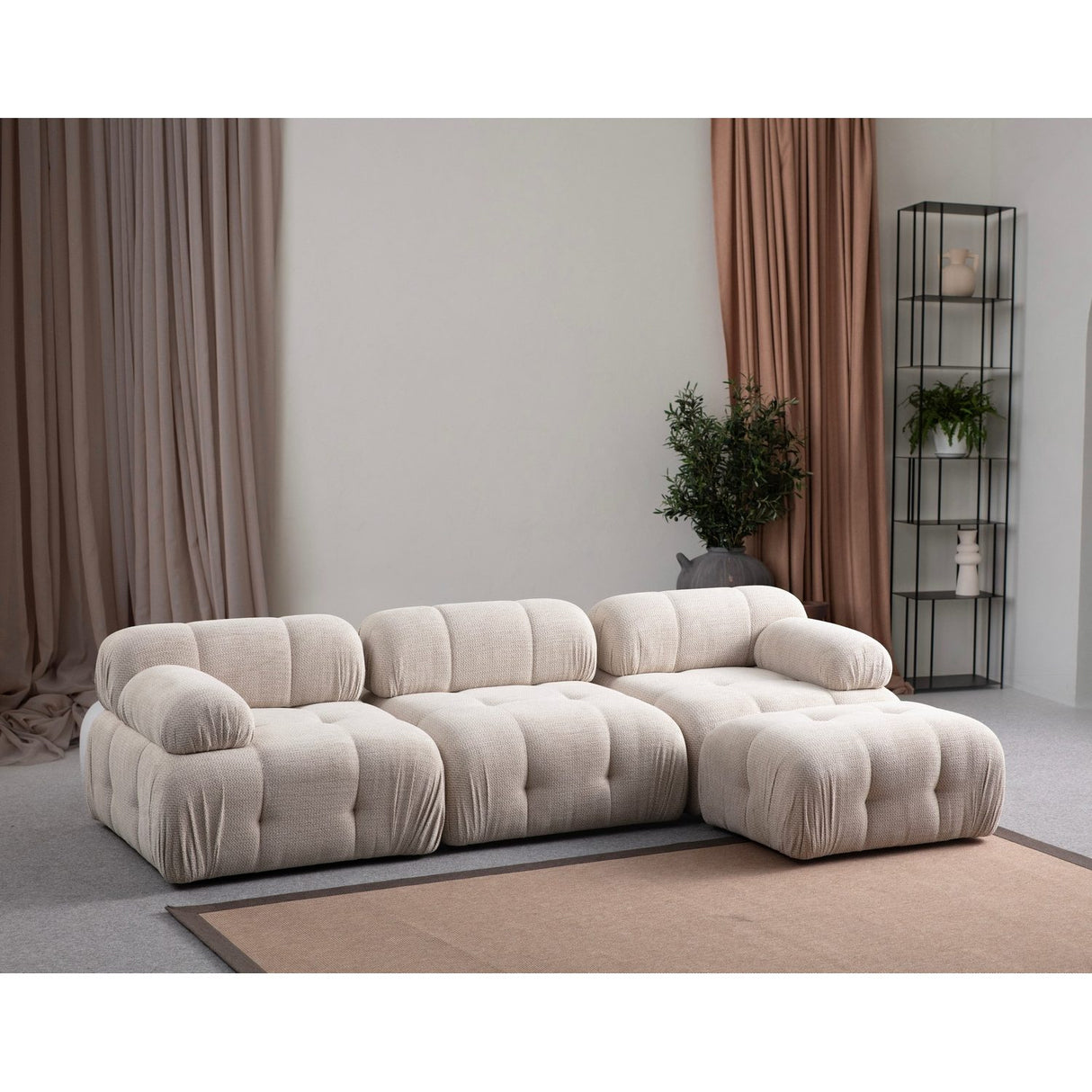 Colombo 3 (290-160 x 95 x 75 cm) Hörnsoffa Gräddvit