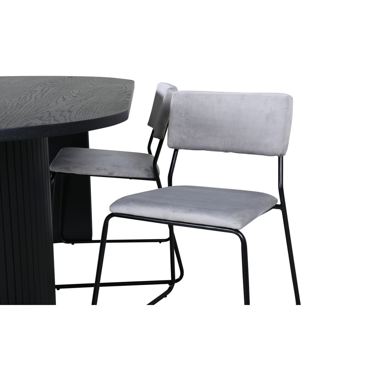 Bianca, Kenth Oval matgrupp Svart, ljusgrå, Svart, 200 x 90