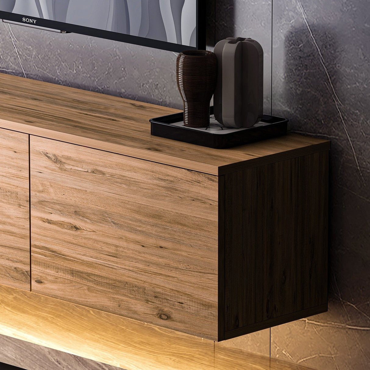 Bergen Upplyst (160 x 35 x 32 cm) TV-bänk Atlantic Pine