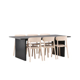 Vail, Åstol Rektangulär matgrupp Beige, Svart, 200 x 100