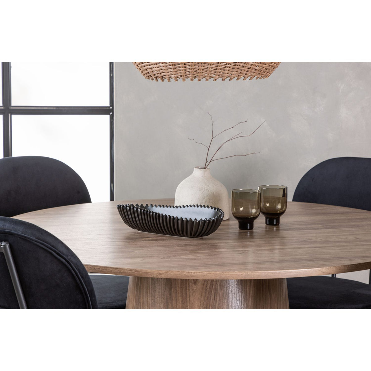Lanzo, Stella Rund matgrupp Svart, Natur, 4st