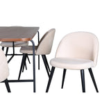 Uno, Velvet Rektangulär matgrupp Beige, Svart, Svart,Natur, 200 x 90