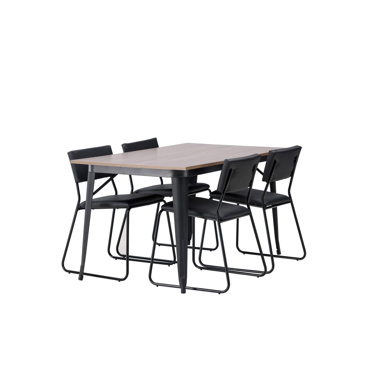 Tempe, Kenth Rektangulär matgrupp Svart, Valnöt, 140 x 80