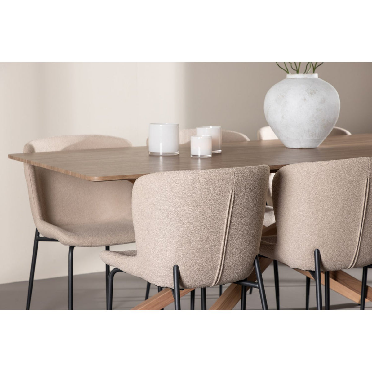 Piazza, Modesto Rektangulär matgrupp Beige,Svart, Mocka, 180 x 90
