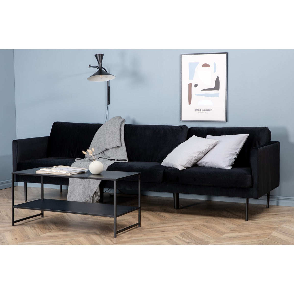Zoom 3-sitssoffa Svart, Polyestersammet