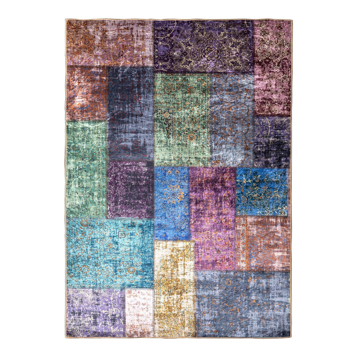 Siv patchworkmatta 200x290 cm Multi