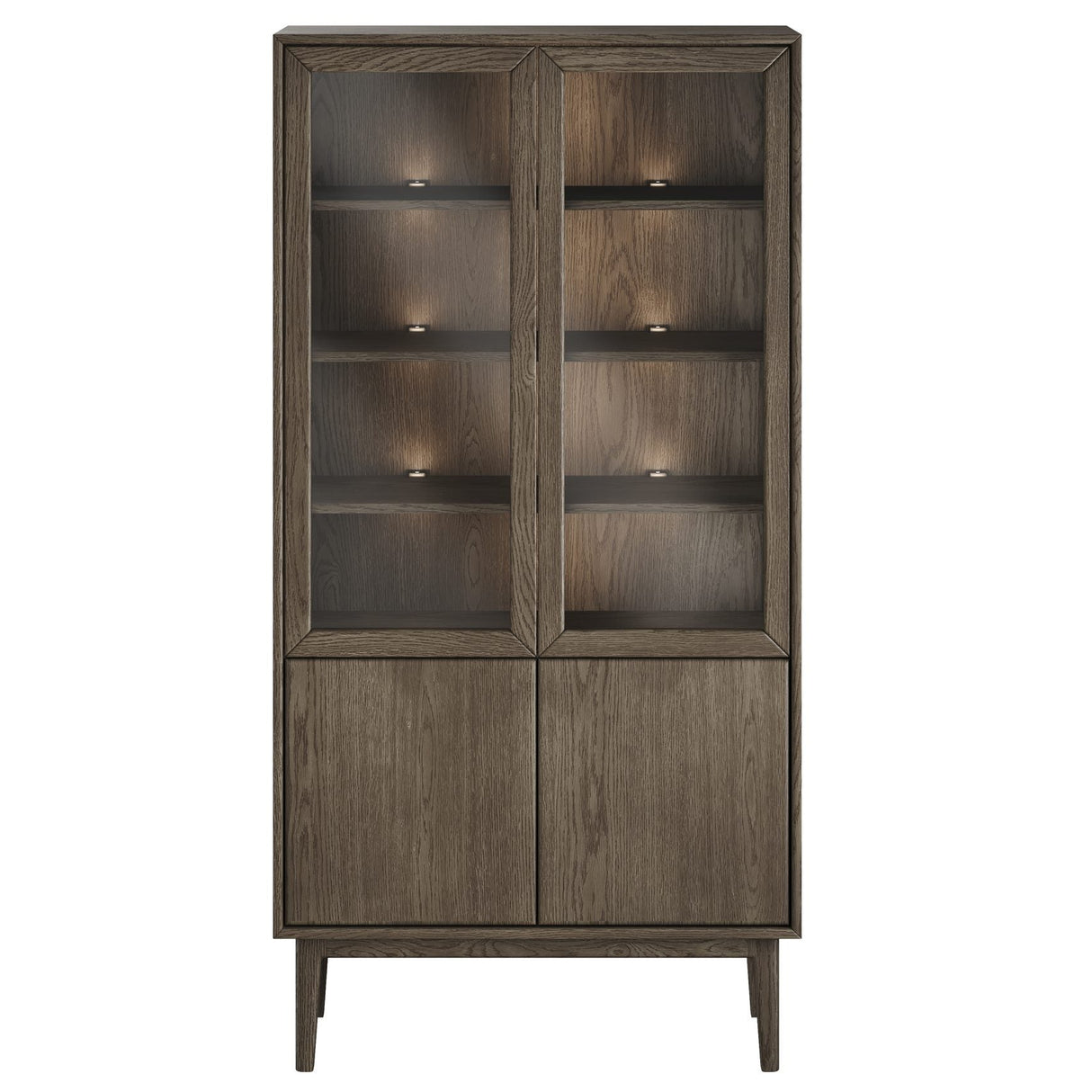 Broholm Vitrinskåp Glassidor & Trädörrar 100x197 cm Rökoljad Ek