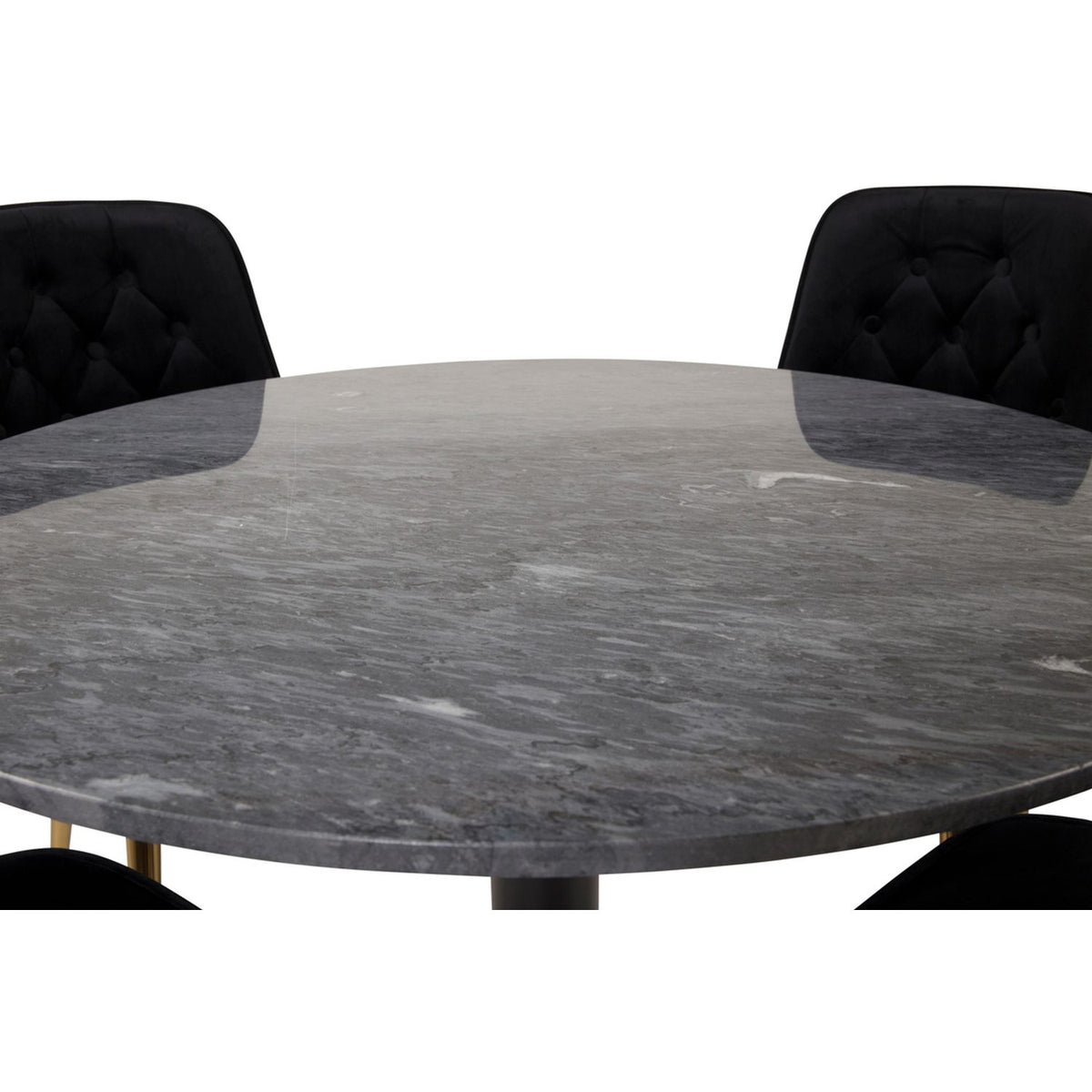 Estelle, Velvet Deluxe Rund matgrupp Svart, Guld, Svart,Mörkgrå, ⌀106
