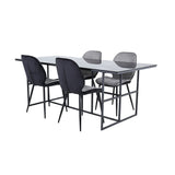 Leif, Emma Rektangulär matgrupp Svart,Grå, Svart, 200 x 90
